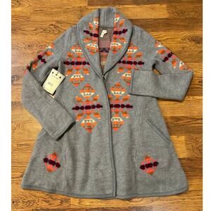We The Free People Women’s Aztec Wool Blend Cardigan – Gray – Size Large – NWT
